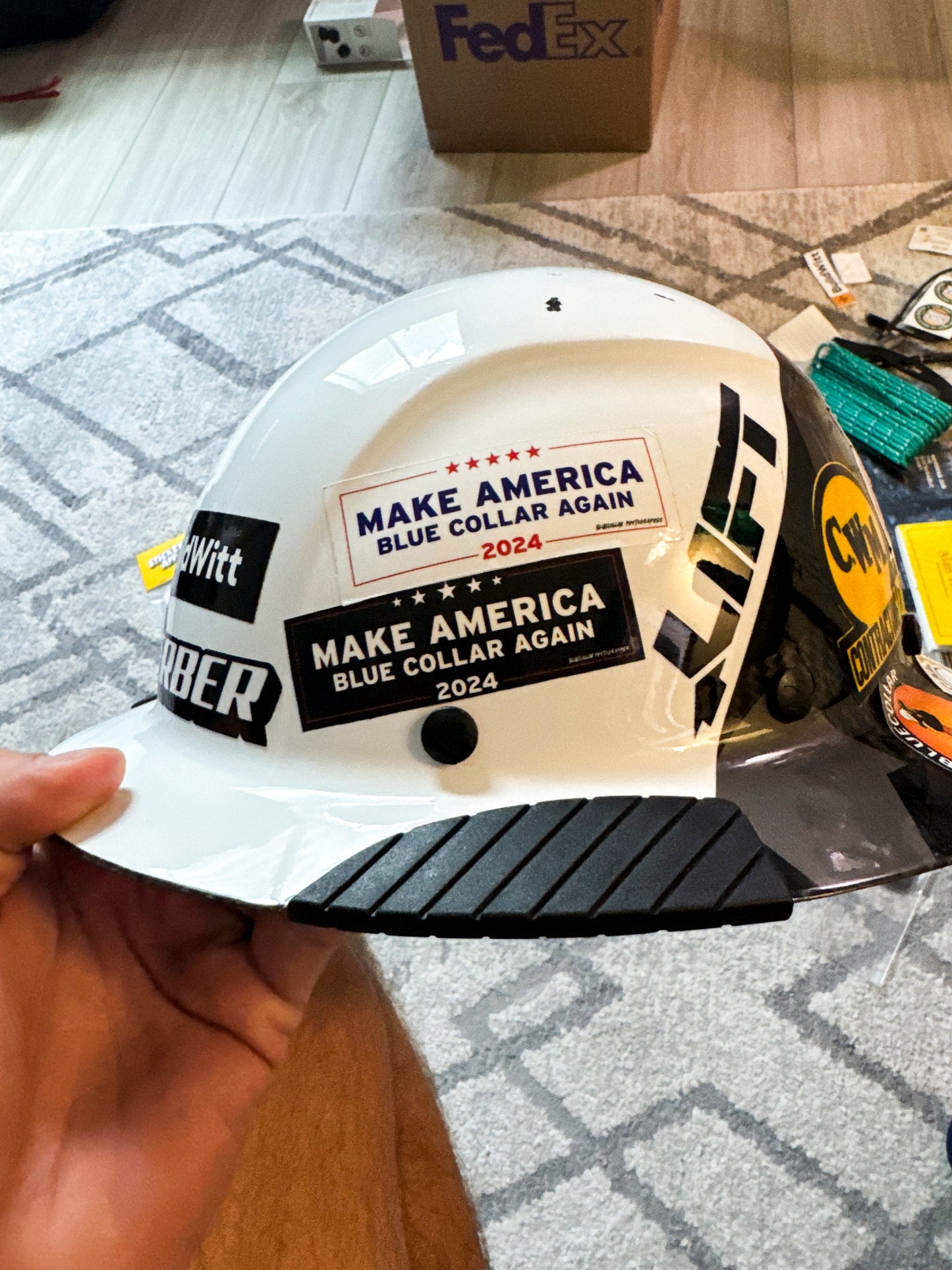 3" White Sticker - Make America Blue Collar Again